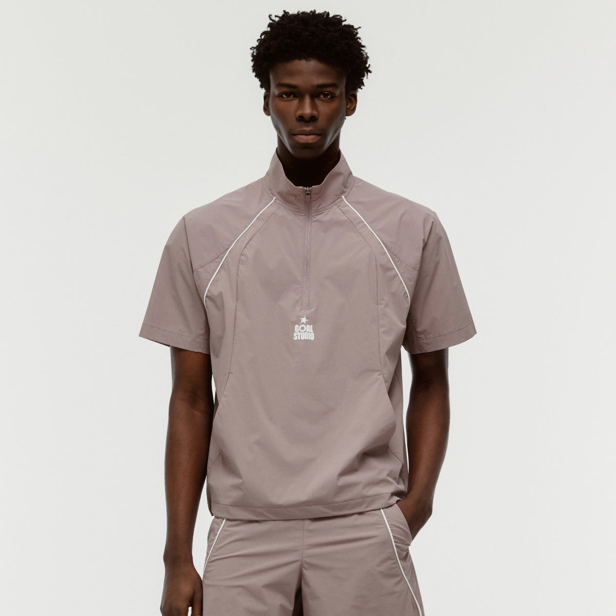 COLOR-BLOCK S/S ANORAK - BROWN