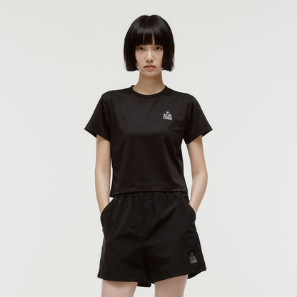 W'S TRACK GOAL LOGO CROP TEE - BLACK