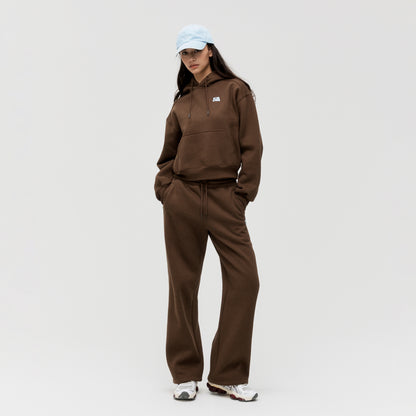 W'S ESSENTIAL BRUSHED HOODIE - DARK BROWN