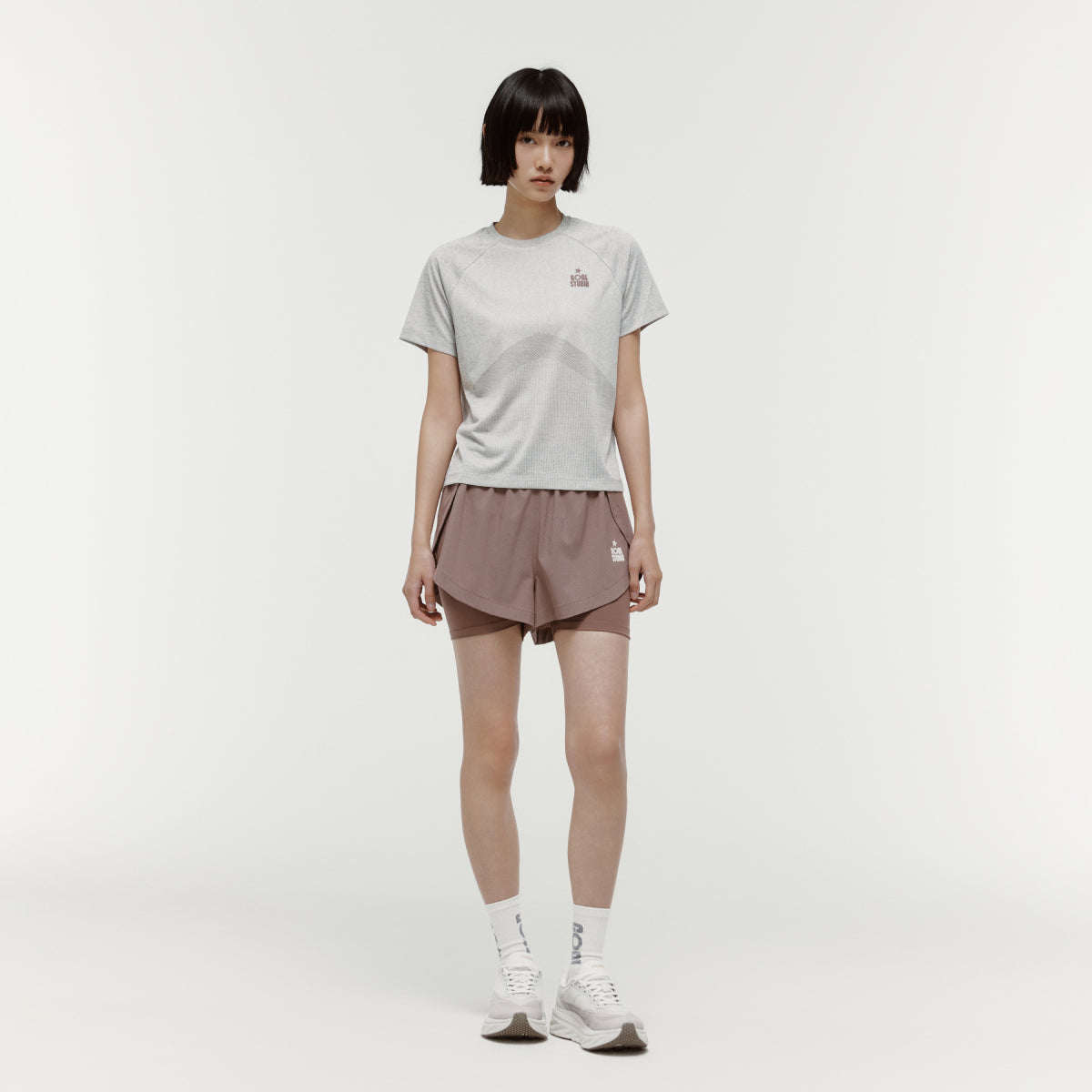 W'S JACQUARD TEE - BEIGE