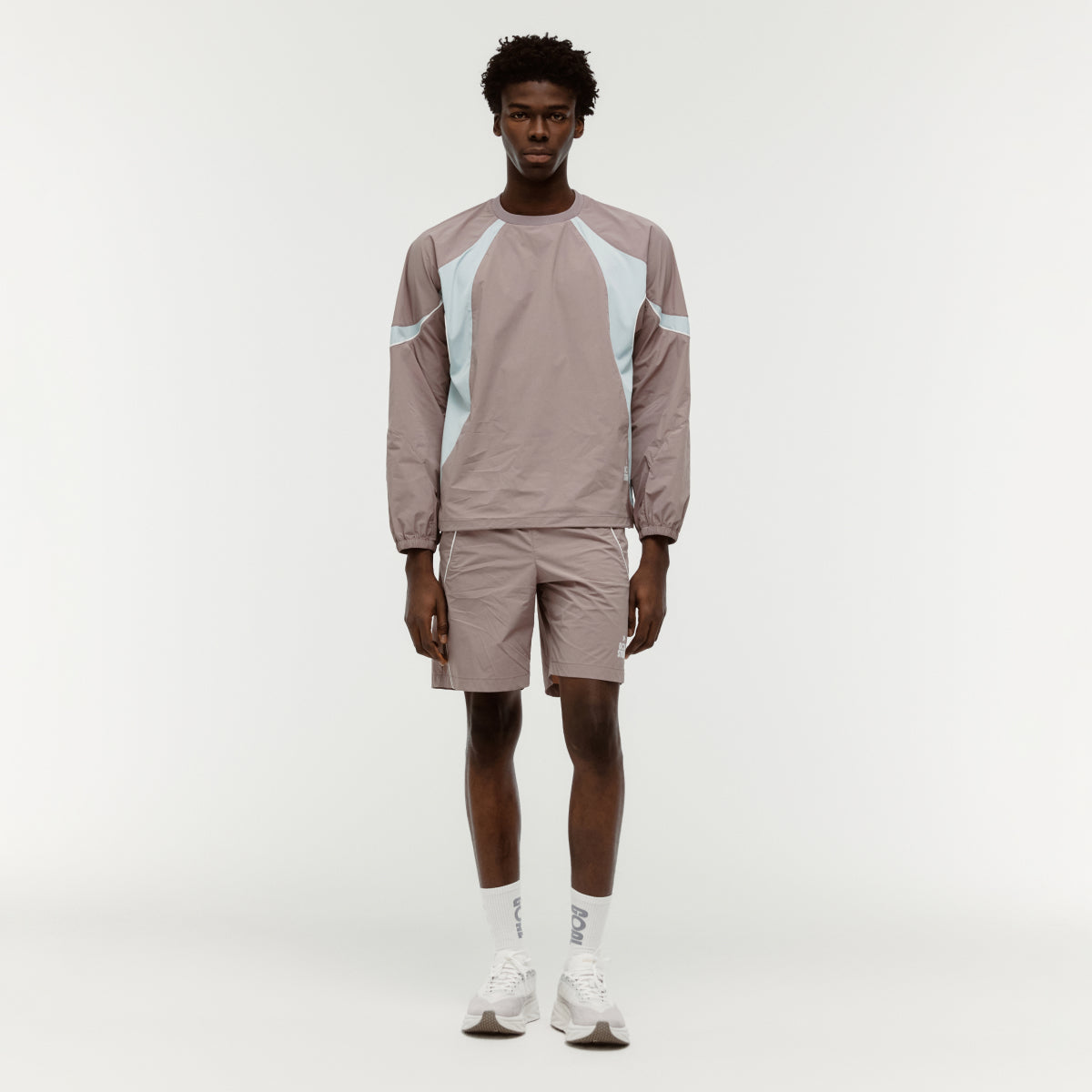 COLOR-BLOCK WOVEN PULLOVER - BROWN