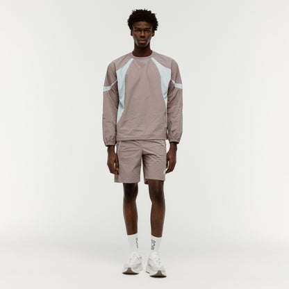 COLOR-BLOCK WOVEN PULLOVER - BROWN