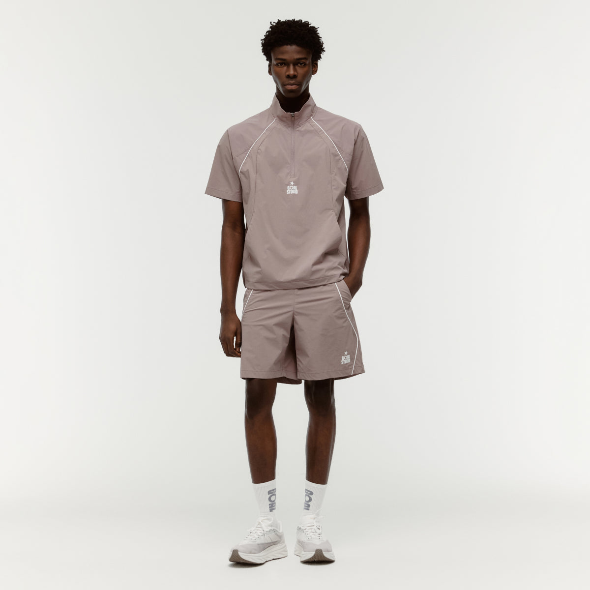 COLOR-BLOCK S/S ANORAK - BROWN