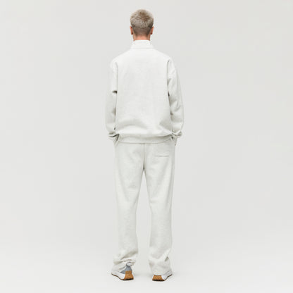 ESSENTIAL BRUSHED QUARTER ZIP-UP TEE - OATMEAL