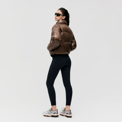 W'S CROPPED PUFFER DOWN JACKET - DARK BROWN