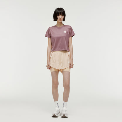 W'S TRACK GOAL LOGO CROP TEE - BRICK