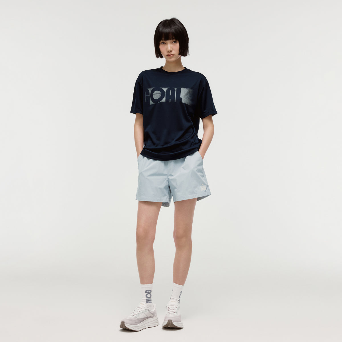 ACTIVE FRONT GOAL LOGO TEE - NAVY