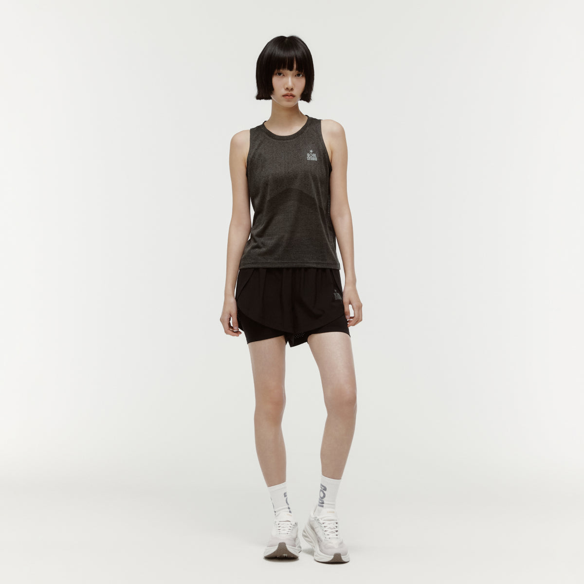 W'S JACQUARD SLEEVELESS - CHARCOAL