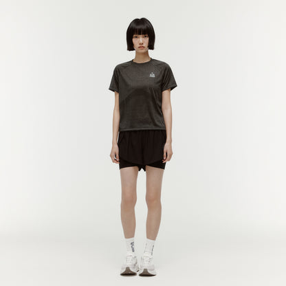 W'S JACQUARD TEE - CHARCOAL