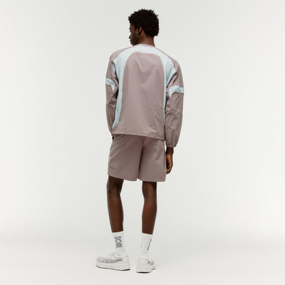 COLOR-BLOCK WOVEN PULLOVER - BROWN