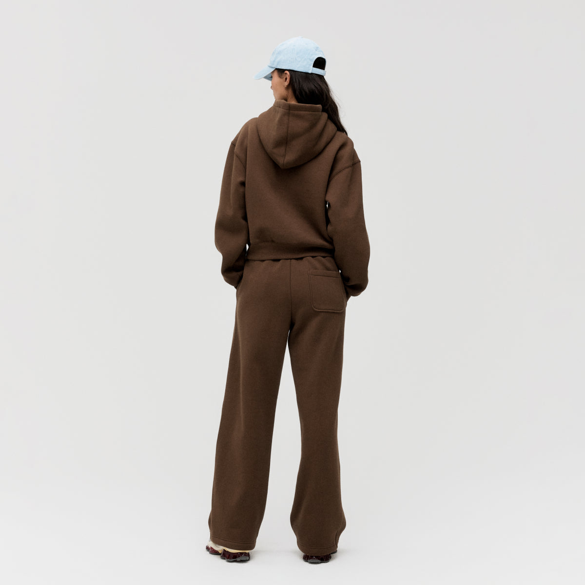 W'S ESSENTIAL BRUSHED HOODIE - DARK BROWN