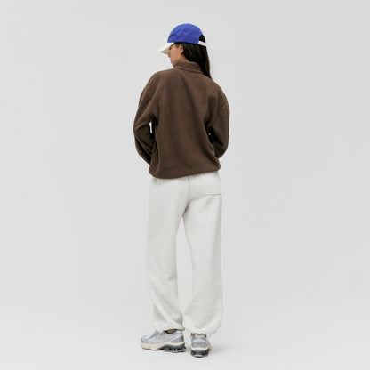 ESSENTIAL MICROFLEECE QUARTER ZIP-UP TEE - DARK BROWN