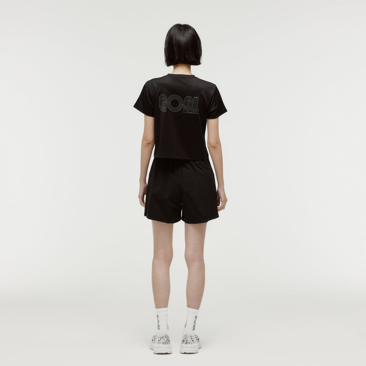 W'S TRACK GOAL LOGO CROP TEE - BLACK