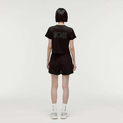 W'S TRACK GOAL LOGO CROP TEE - BLACK