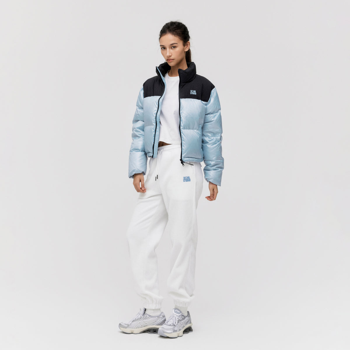 W'S CROPPED PUFFER DOWN JACKET - SKYBLUE