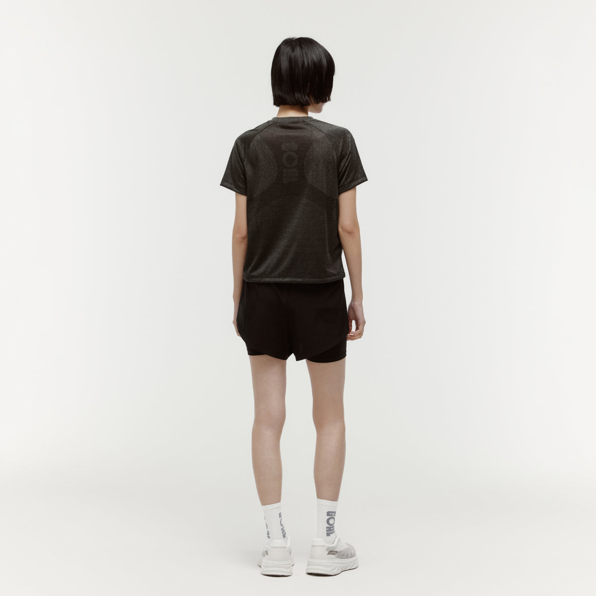 W'S JACQUARD TEE - CHARCOAL