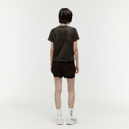 W'S JACQUARD TEE - CHARCOAL