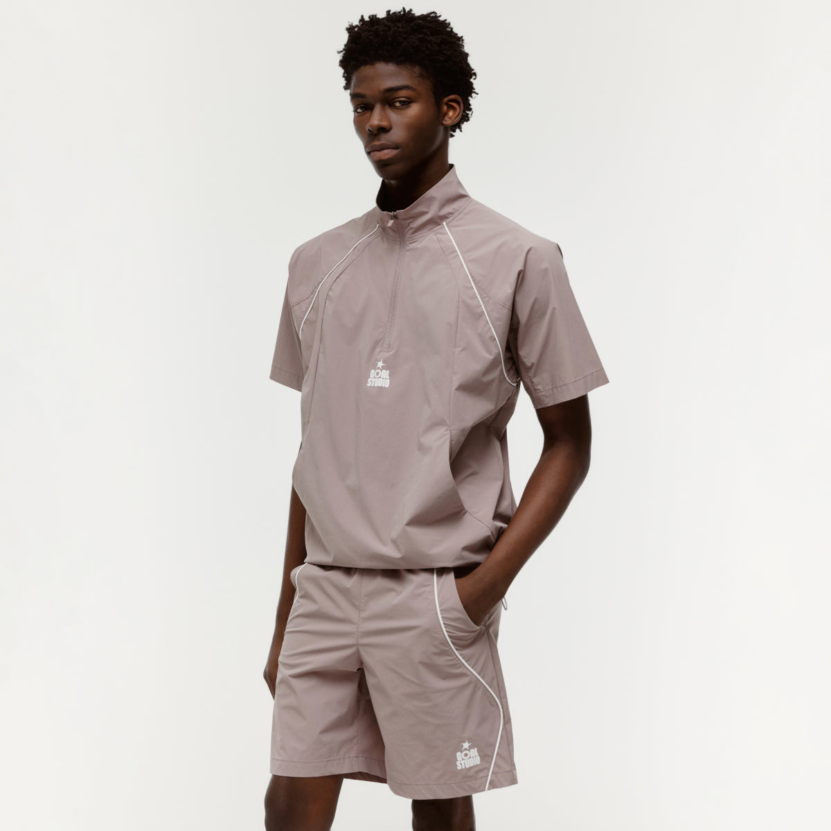 COLOR-BLOCK S/S ANORAK - BROWN