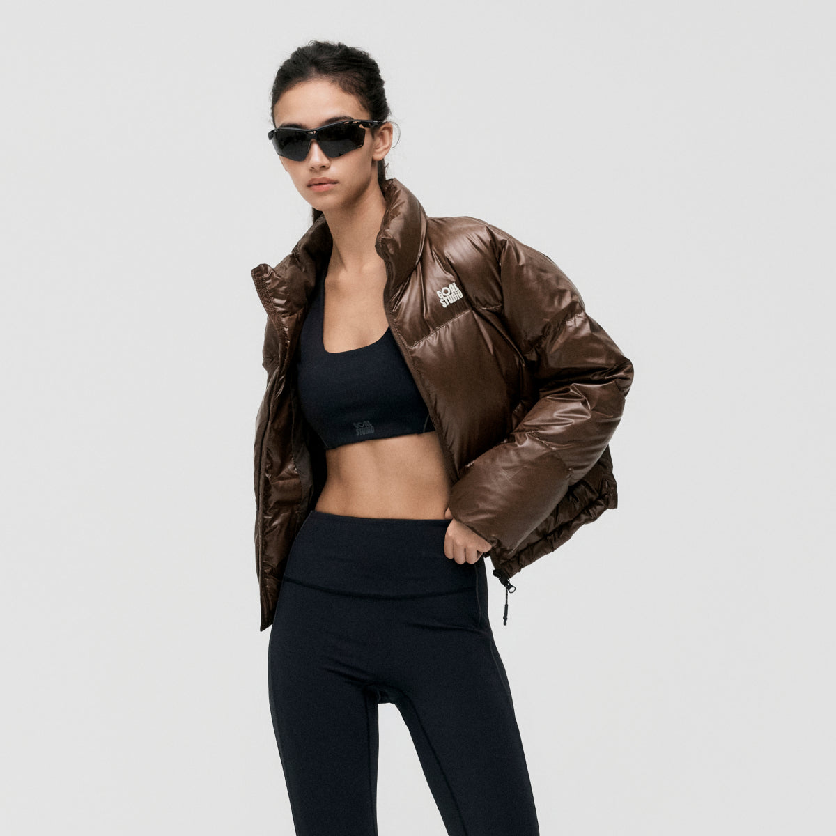 W'S CROPPED PUFFER DOWN JACKET - DARK BROWN