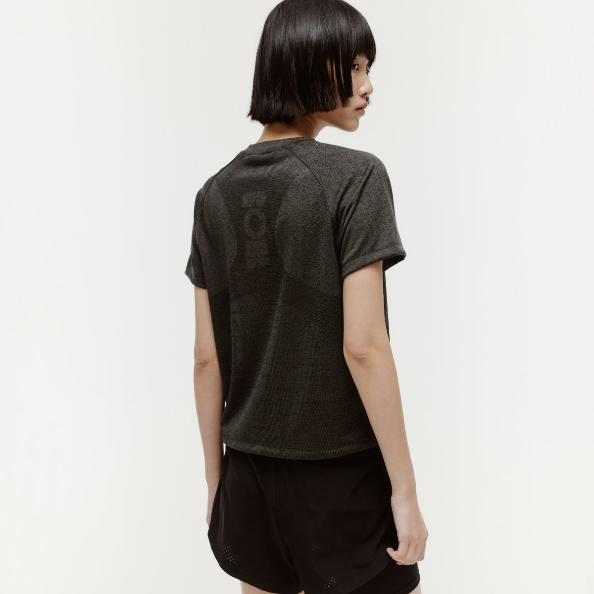 W'S JACQUARD TEE - CHARCOAL