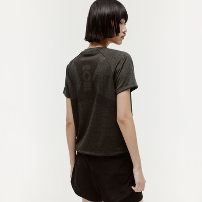 W'S JACQUARD TEE - CHARCOAL