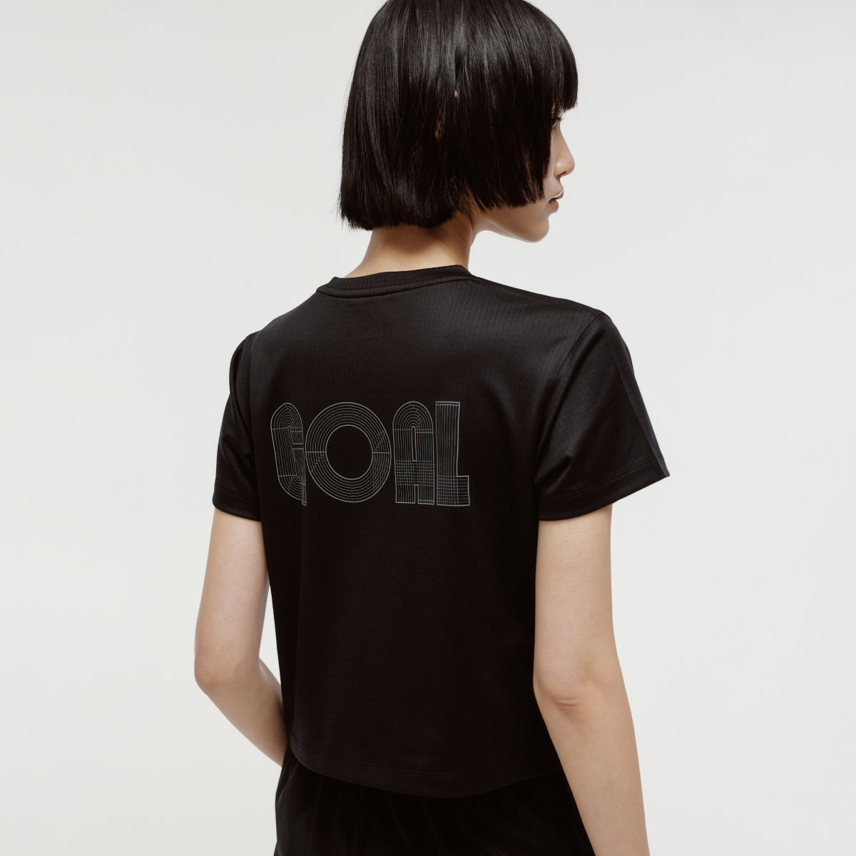 W'S TRACK GOAL LOGO CROP TEE - BLACK