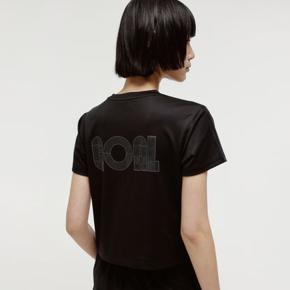 W'S TRACK GOAL LOGO CROP TEE - BLACK