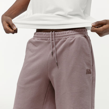 SWEAT JERSEY SHORTS - BROWN