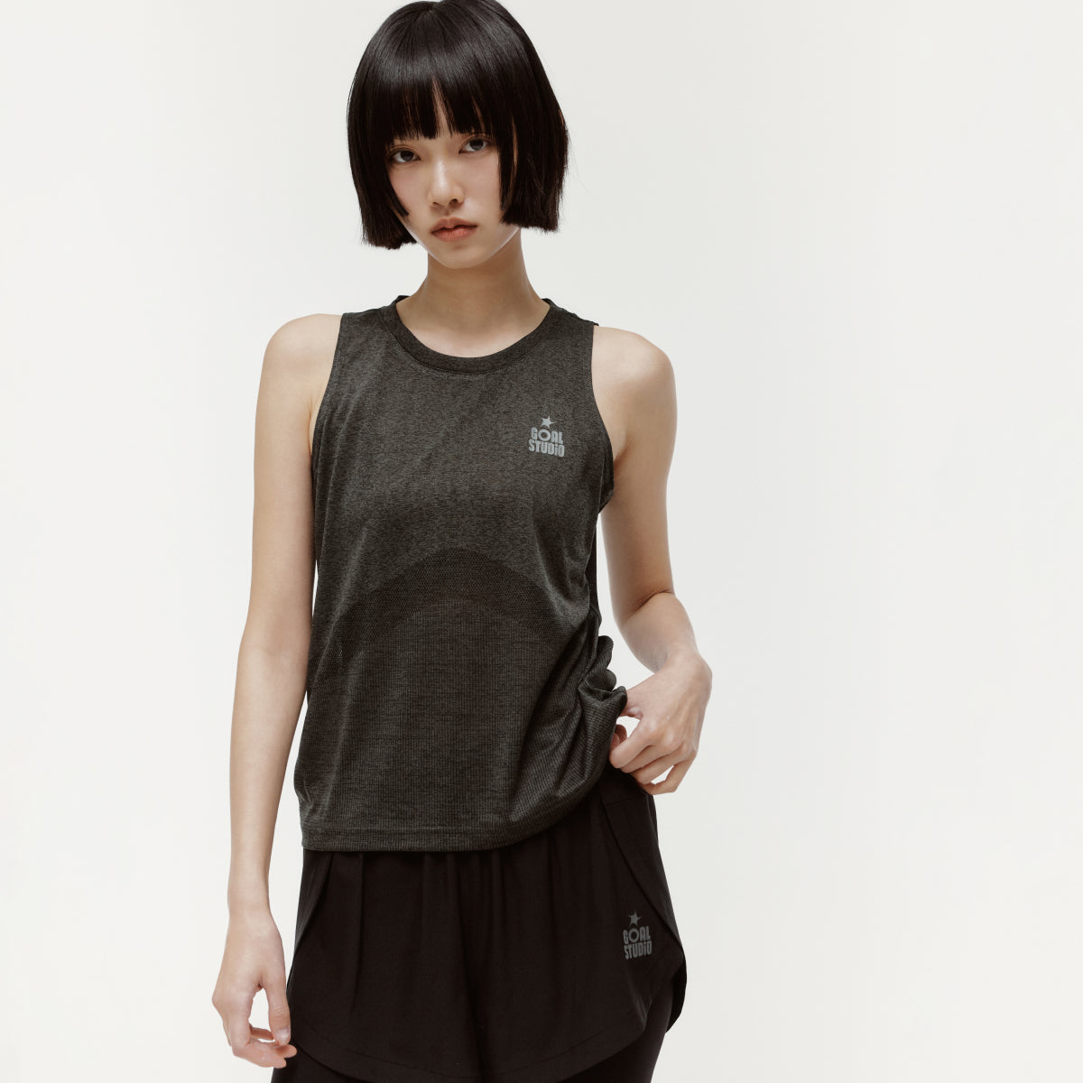 W'S JACQUARD SLEEVELESS - CHARCOAL