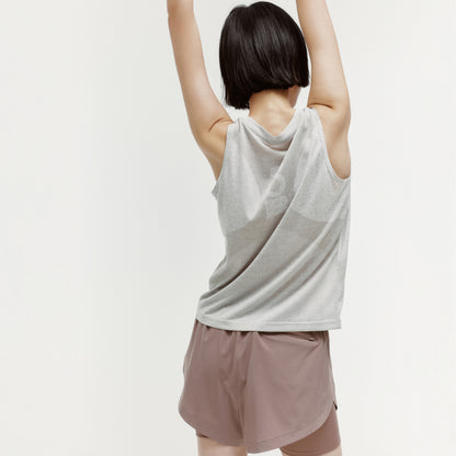 W'S JACQUARD SLEEVELESS - BEIGE