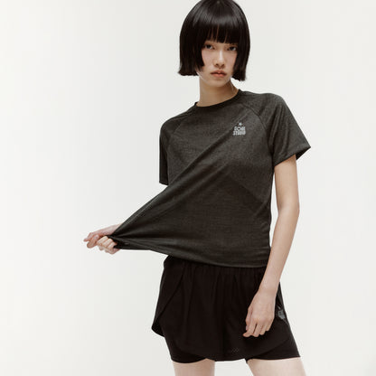 W'S JACQUARD TEE - CHARCOAL