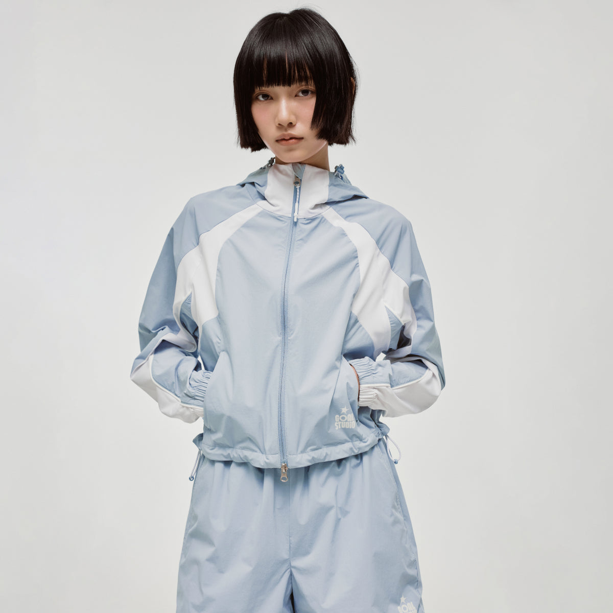 W'S COLOR-BLOCK JACKET - SKYBLUE