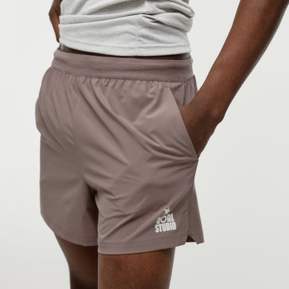 M'S 5" RUNNING SHORTS - BROWN