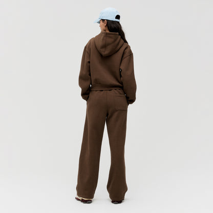 W'S ESSENTIAL BRUSHED PANTS - DARK BROWN