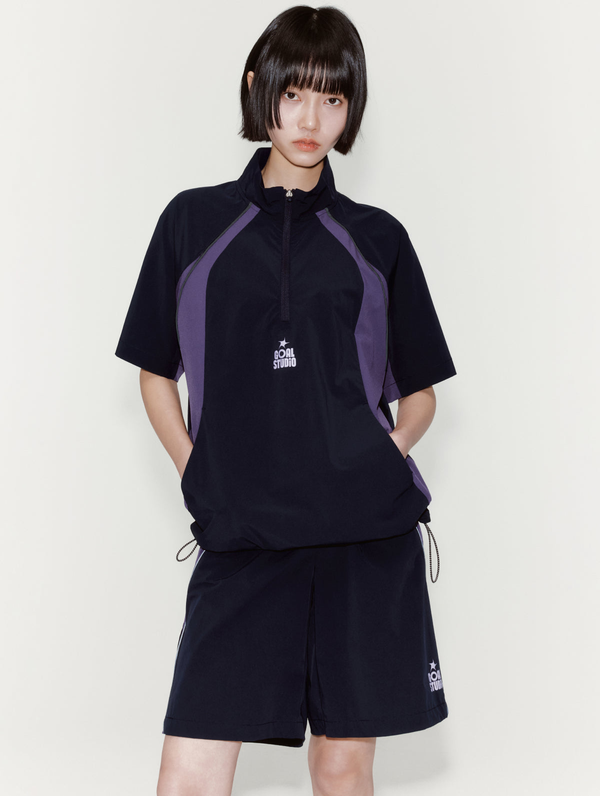 COLOR-BLOCK S/S ANORAK - NAVY