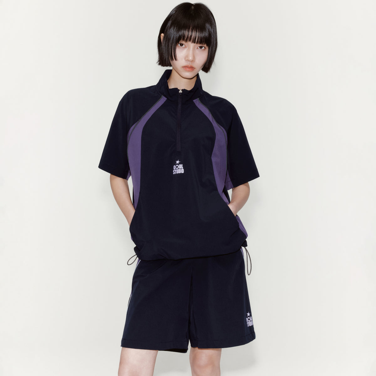 COLOR-BLOCK S/S ANORAK - NAVY