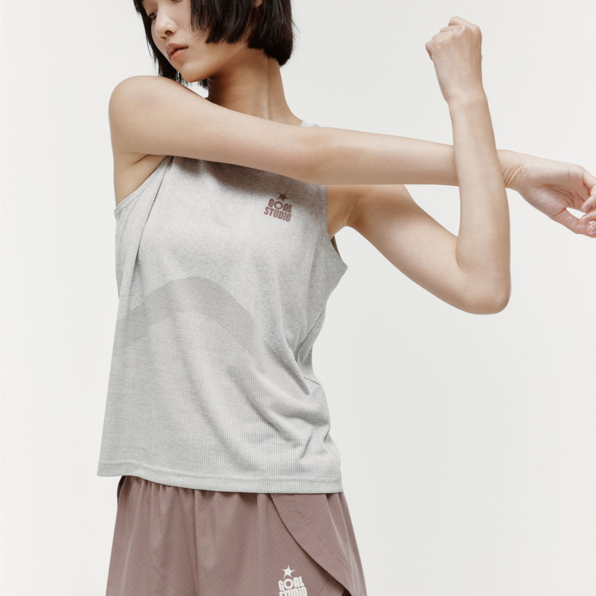 W'S JACQUARD SLEEVELESS - BEIGE