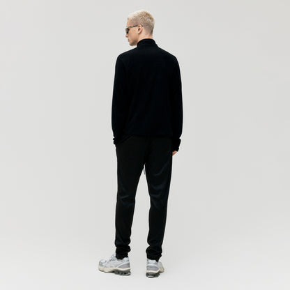 M'S GRID FLEECE QUARTER ZIP-UP TEE - BLACK