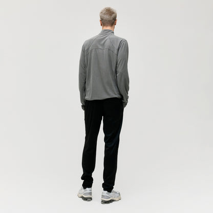 M'S GRID FLEECE QUARTER ZIP-UP TEE - GREY