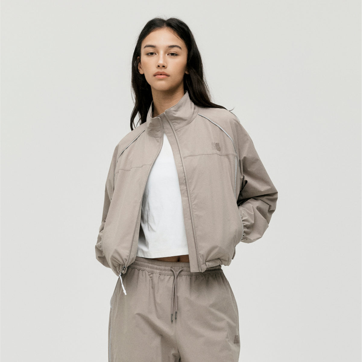 W'S STRETCH TRACK JACKET - DARK BEIGE