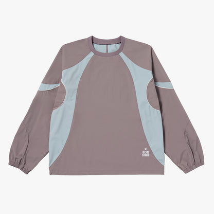 COLOR-BLOCK WOVEN PULLOVER - BROWN