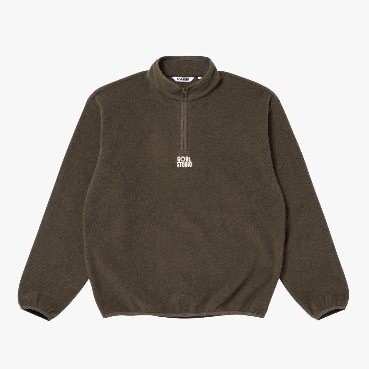 ESSENTIAL MICROFLEECE QUARTER ZIP-UP TEE - DARK BROWN