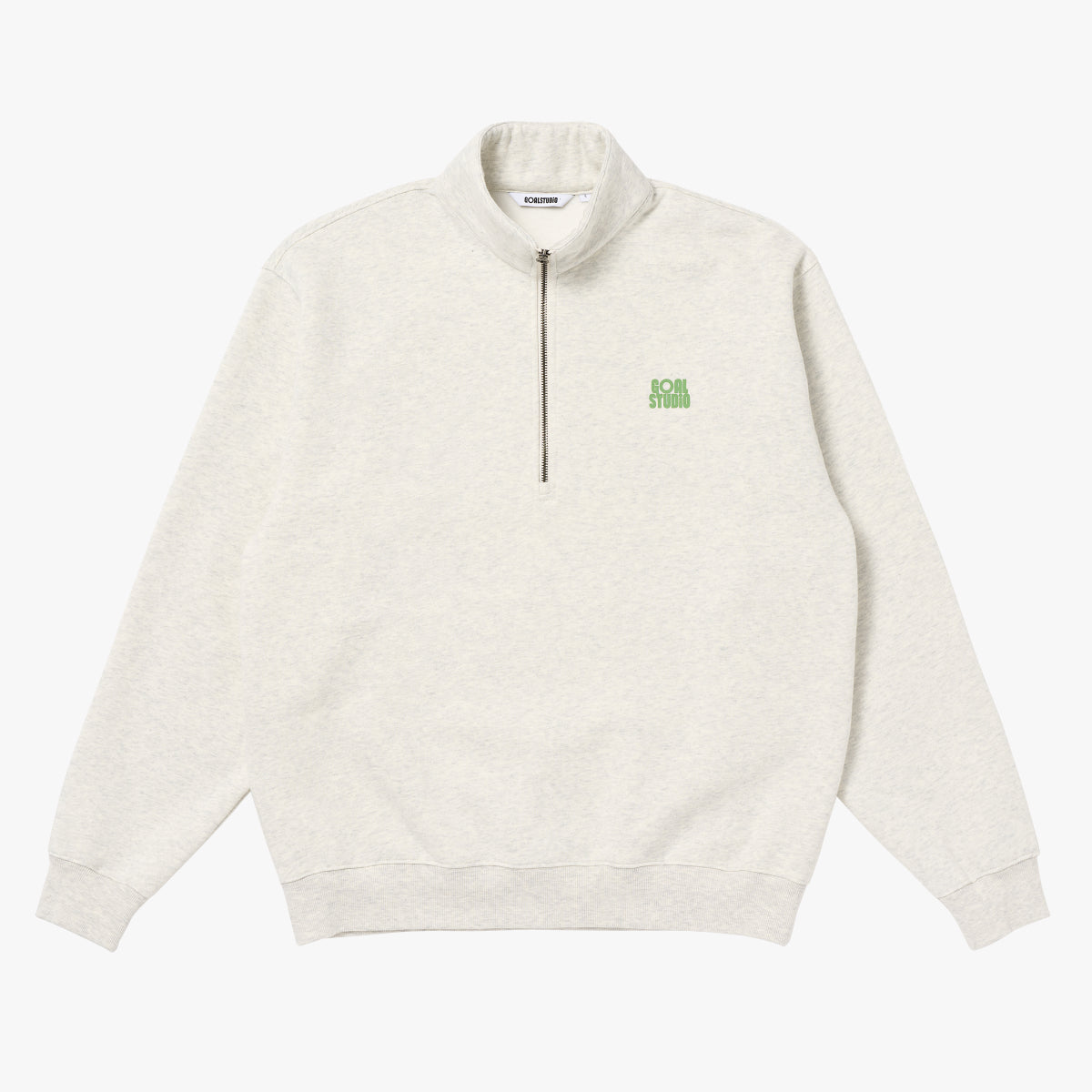 ESSENTIAL BRUSHED QUARTER ZIP-UP TEE - OATMEAL