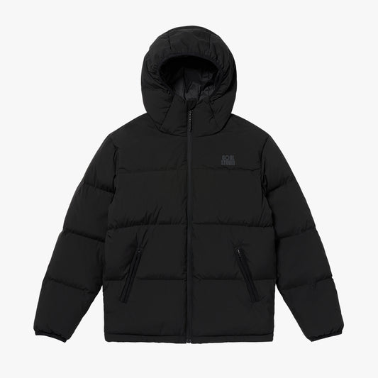 ESSENTIAL HOODED PUFFER DOWN JACKET - BLACK