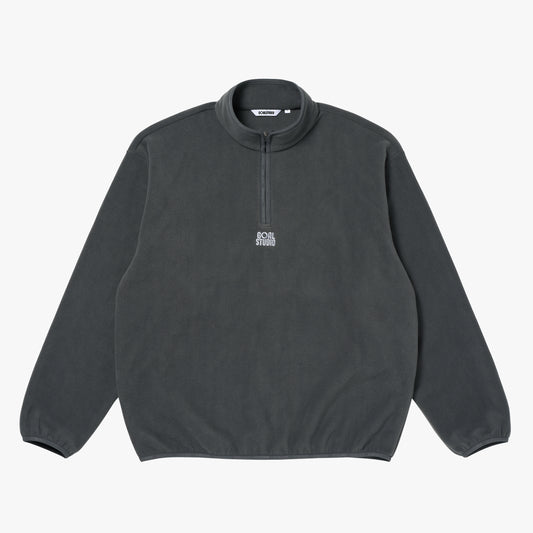 ESSENTIAL MICROFLEECE QUARTER ZIP-UP TEE - CHARCOAL