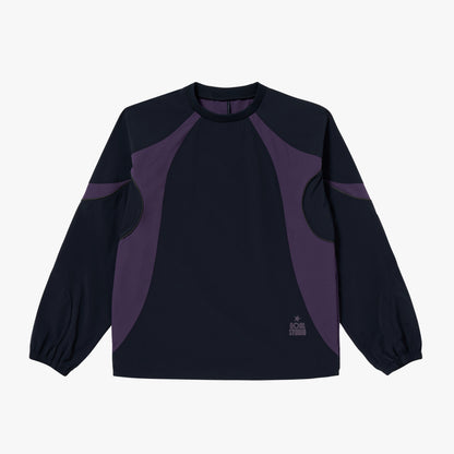 COLOR-BLOCK WOVEN PULLOVER - NAVY