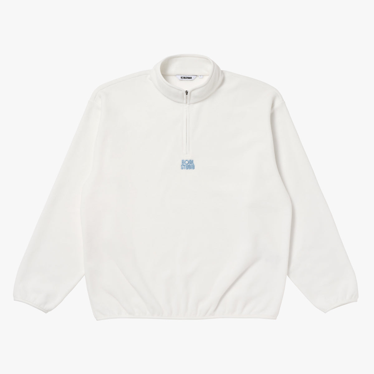 ESSENTIAL MICROFLEECE QUARTER ZIP-UP TEE - OFF WHITE