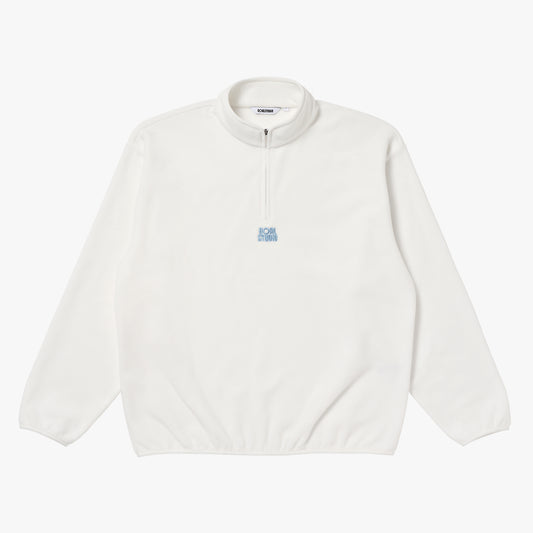ESSENTIAL MICROFLEECE QUARTER ZIP-UP TEE - OFF WHITE