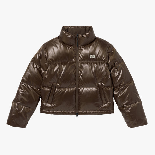 W'S CROPPED PUFFER DOWN JACKET - DARK BROWN
