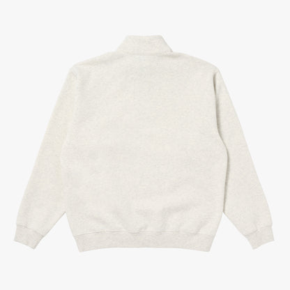 ESSENTIAL BRUSHED QUARTER ZIP-UP TEE - OATMEAL